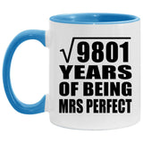 99th Anniversary Square Root of 9801 Years of Mrs Perfect - 11oz Accent Mug Blue