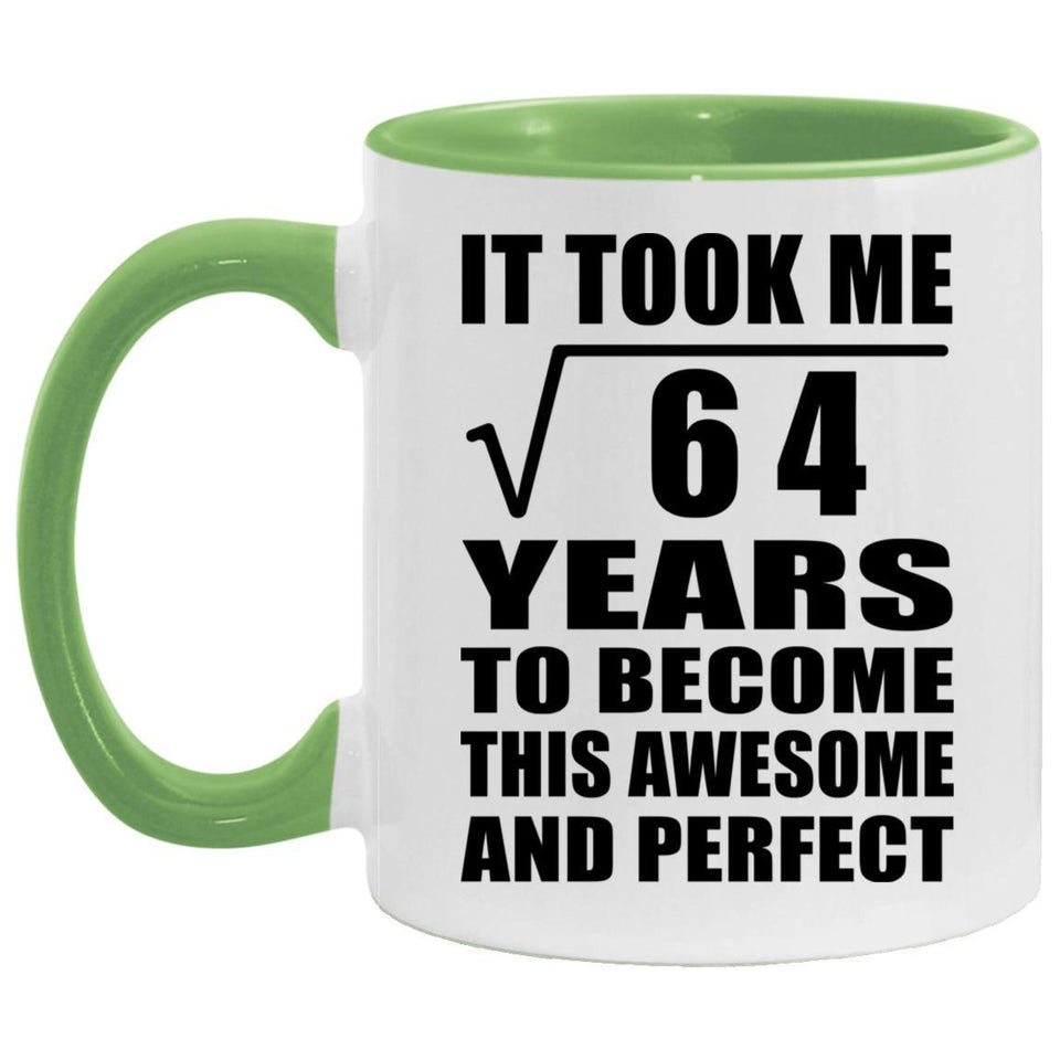 8th Birthday Took Square Root of 64 Years To Awesome - 11oz Accent Mug Green