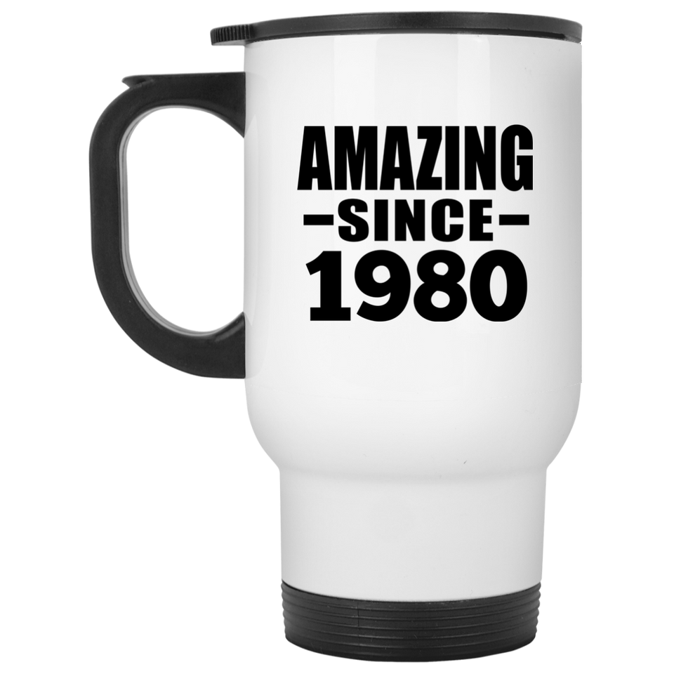 44th Birthday Amazing Since 1980 - White Travel Mug