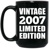17th Birthday Vintage 2007 Limited Edition - 15oz Coffee Mug Black