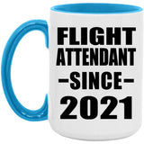Flight Attendant Since 2021 - 15oz Accent Mug Blue