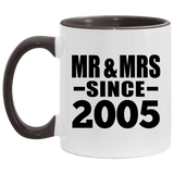 19th Anniversary Mr & Mrs Since 2005 - 11oz Accent Mug Black