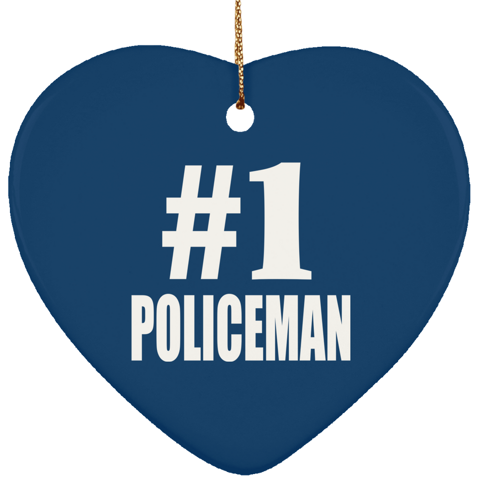 Number One #1 Policeman - Heart Ornament