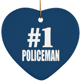 Number One #1 Policeman - Heart Ornament