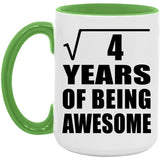 2nd Birthday Square Root of 4 Years of Being Awesome - 15oz Accent Mug Green