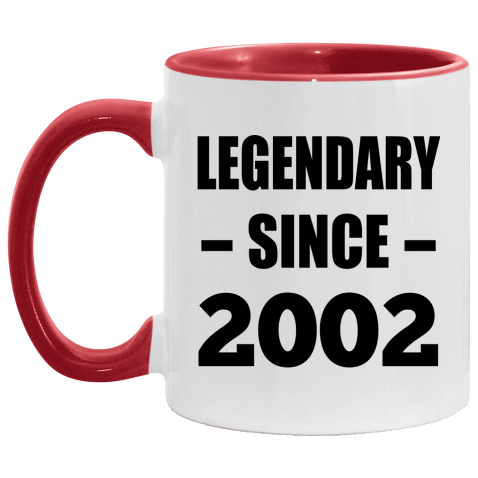 22nd Birthday Legendary Since 2002 - 11oz Accent Mug Red