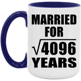 64th Anniversary Married For Square Root of 4096 Years - 15oz Accent Mug Purple
