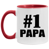 Number One #1 Papa (Grandpa) - 11oz Accent Mug Red