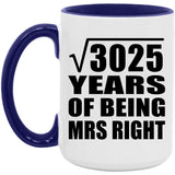 55th Anniversary Square Root of 3025 Years of Being Mrs Right - 15oz Accent Mug Purple