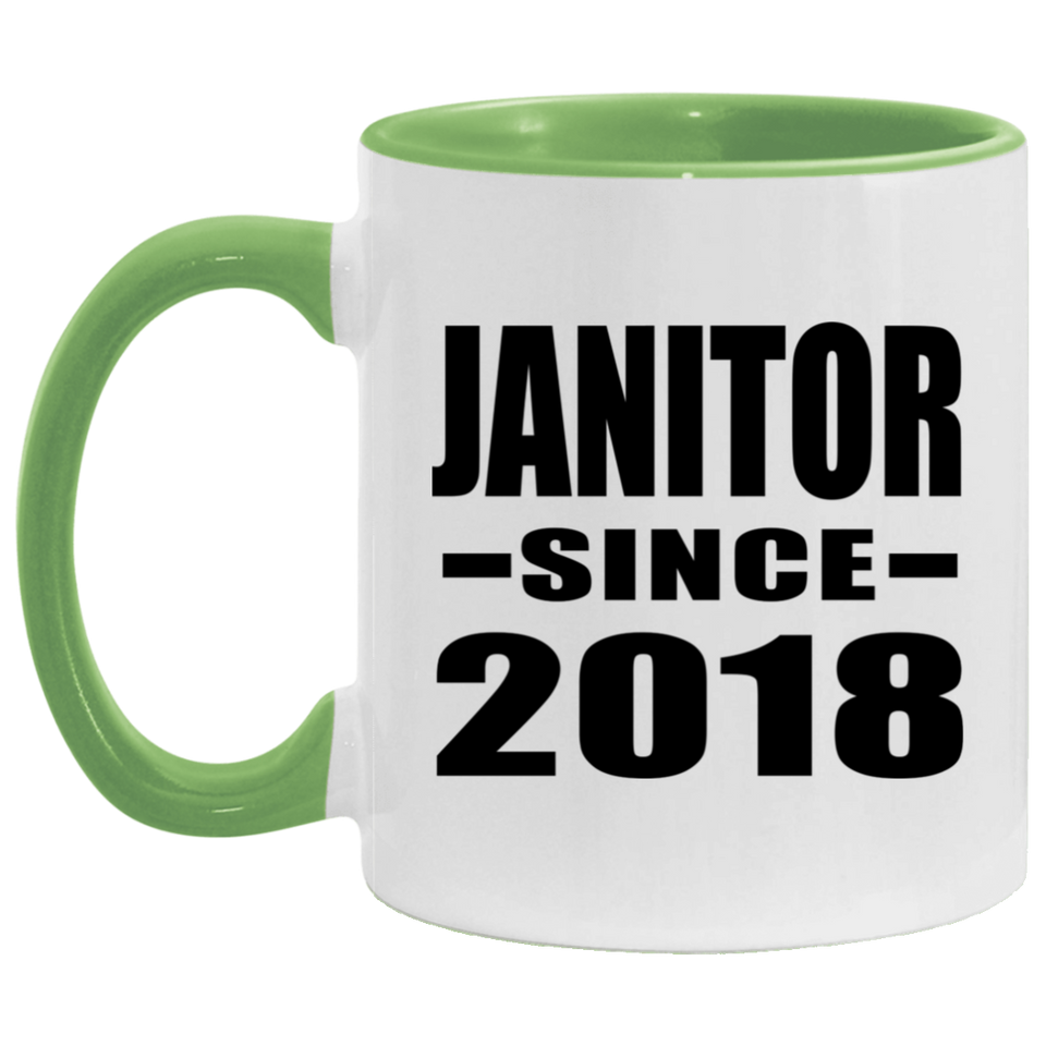 Janitor Since 2018 - 11oz Accent Mug Green
