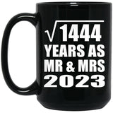 38th Anniversary Square Root of 1444 Years As Mr & Mrs 2023 - 15oz Coffee Mug Black