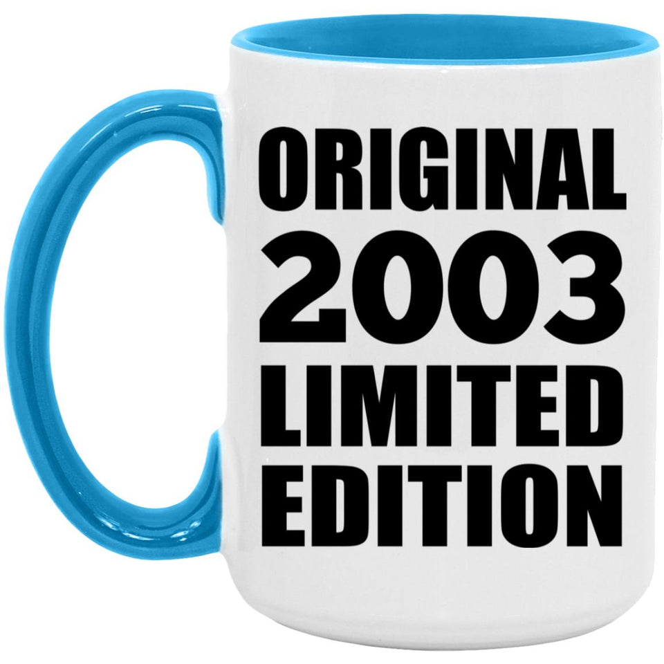 21st Birthday Original 2003 Limited Edition - 15oz Accent Mug Blue