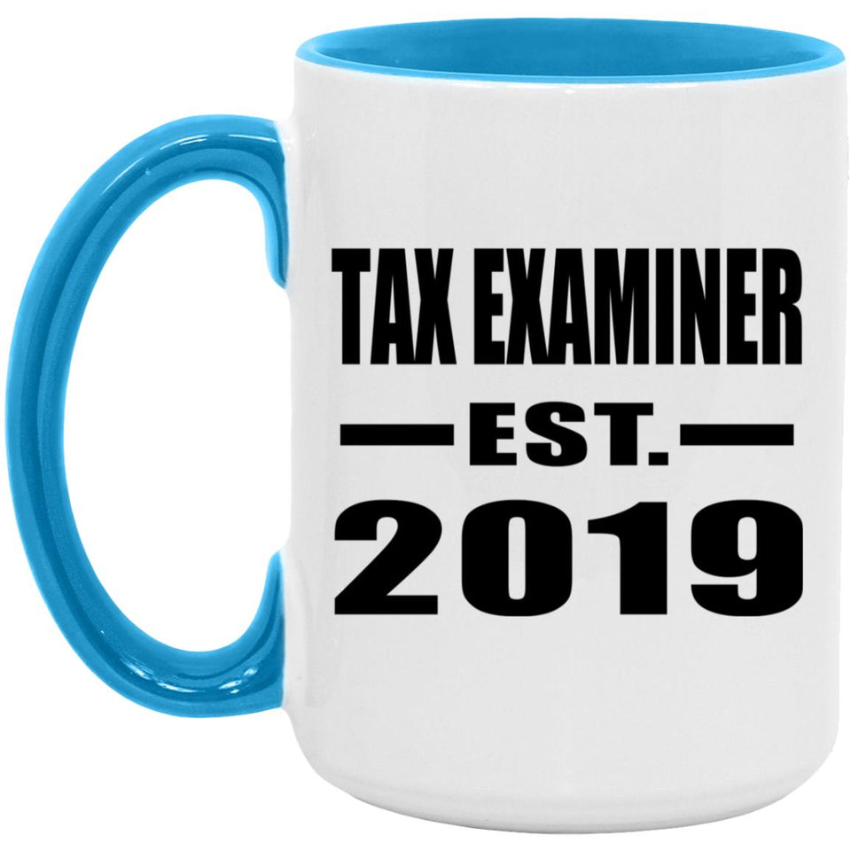 Tax Examiner Established EST. 2019 - 15oz Accent Mug Blue