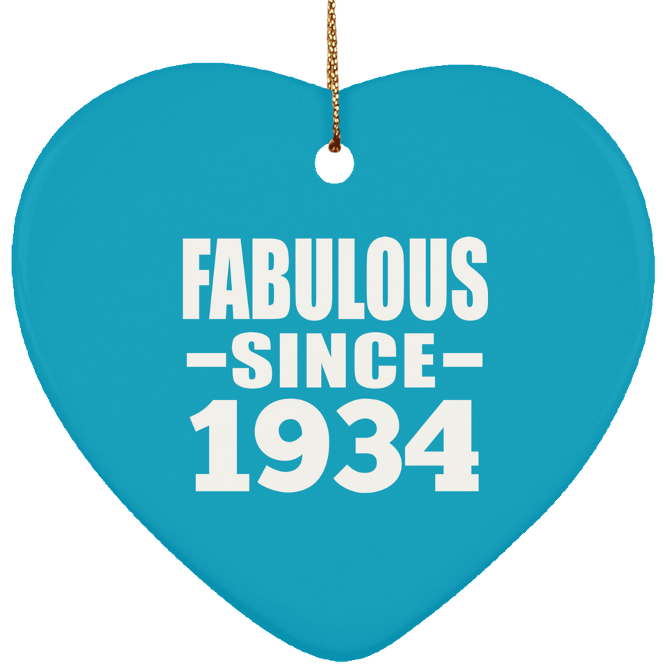 90th Birthday Fabulous Since 1934 - Heart Ornament