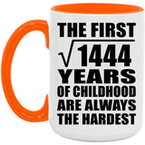 38th Birthday Square Root of 1444 Years of Childhood - 15oz Accent Mug Orange