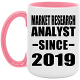 Market Research Analyst Since 2019 - 15oz Accent Mug Pink