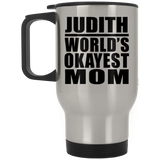 Judith World's Okayest Mom - Silver Travel Mug