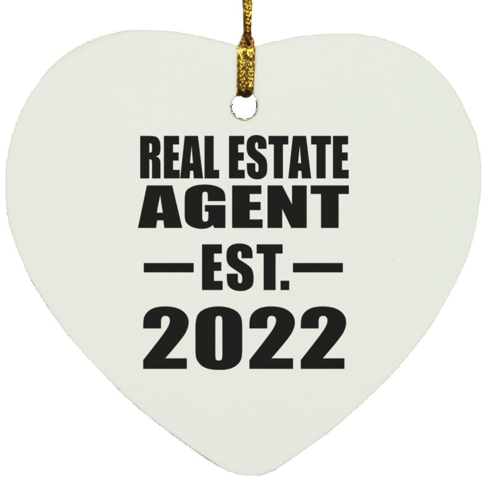 Real Estate Agent Established EST. 2022 - Heart Ornament