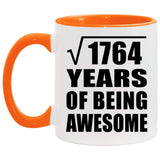 42nd Birthday Square Root of 1764 Years of Being Awesome - 11oz Accent Mug Orange