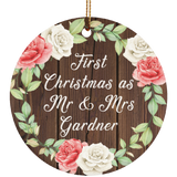 First Christmas As Mr & Mrs Gardner - Circle Ornament A