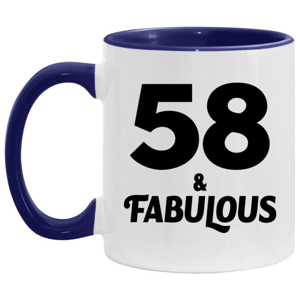 58th Birthday 58 & Fabulous - 11oz Accent Mug Purple