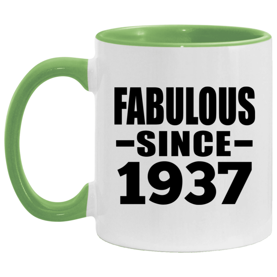 87th Birthday Fabulous Since 1937 - 11oz Accent Mug Green