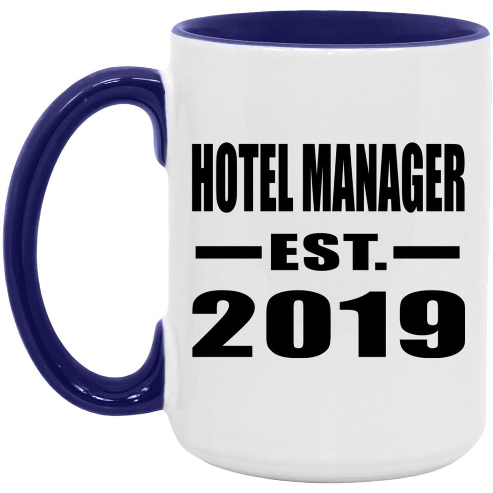 Hotel Manager Established EST. 2019 - 15oz Accent Mug Purple