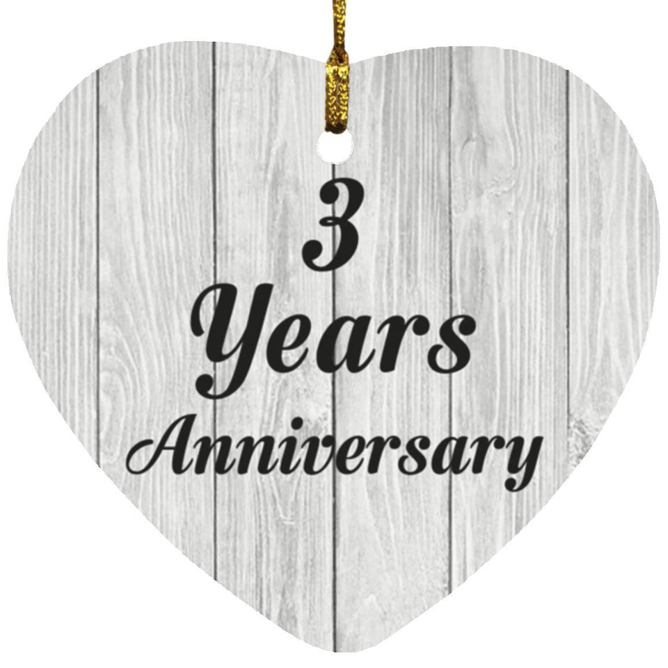 3rd Anniversary 3 Years Anniversary - Heart Ornament F