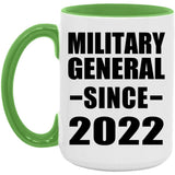 Military General Since 2022 - 15oz Accent Mug Green