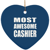 Most Awesome Cashier - Heart Ornament
