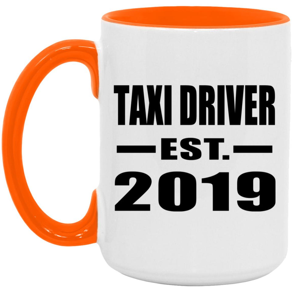 Taxi Driver Established EST. 2019 - 15oz Accent Mug Orange