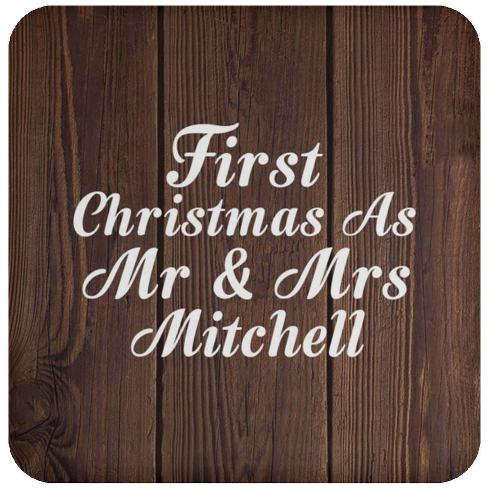 First Christmas As Mr & Mrs Mitchell - Drink Coaster D