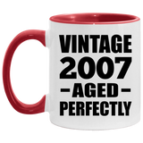 17th Birthday Vintage 2007 Aged Perfectly - 11oz Accent Mug Red