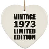 51st Birthday Vintage 1973 Limited Edition - Heart Ornament