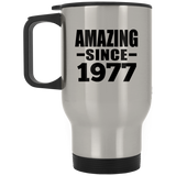 47th Birthday Amazing Since 1977 - Silver Travel Mug