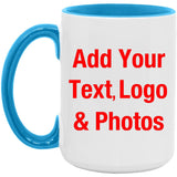 Personalized Custom Gift, Add Photo Logo Text Picture - 15oz Accent Mug
