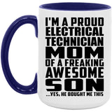 Proud Electrical Technician Mom Of Awesome Son - 15oz Accent Mug Purple