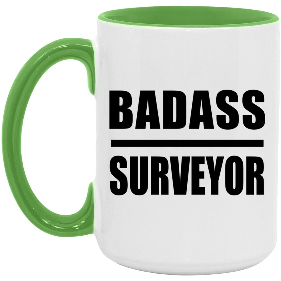 Badass Surveyor - 15oz Accent Mug Green