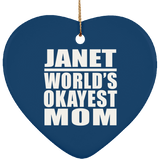 Janet World's Okayest Mom - Heart Ornament