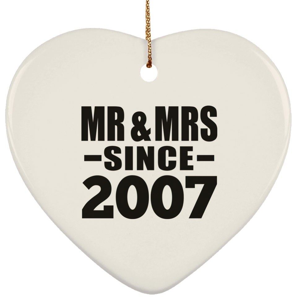 17th Anniversary Mr & Mrs Since 2007 - Heart Ornament