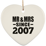 17th Anniversary Mr & Mrs Since 2007 - Heart Ornament