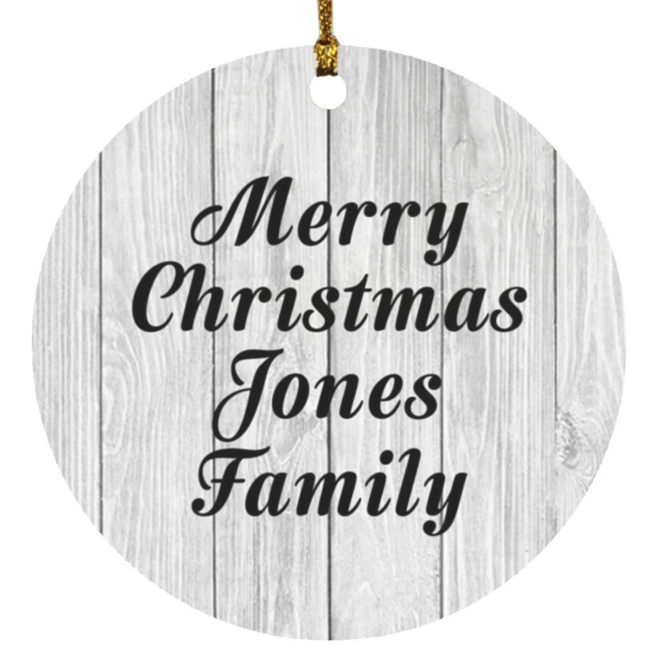 Merry Christmas Jones Family - Circle Ornament F