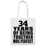34th Anniversary 34 Years Of Being Mrs Perfect - Tote Bag White