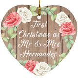 First Christmas As Mr & Mrs Hernandez - Heart Ornament B