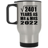 49th Anniversary Square Root of 2401 Years As Mr & Mrs 2022 - Silver Travel Mug