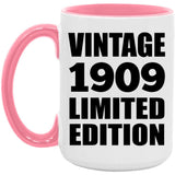 115th Birthday Vintage 1909 Limited Edition - 15oz Accent Mug Pink