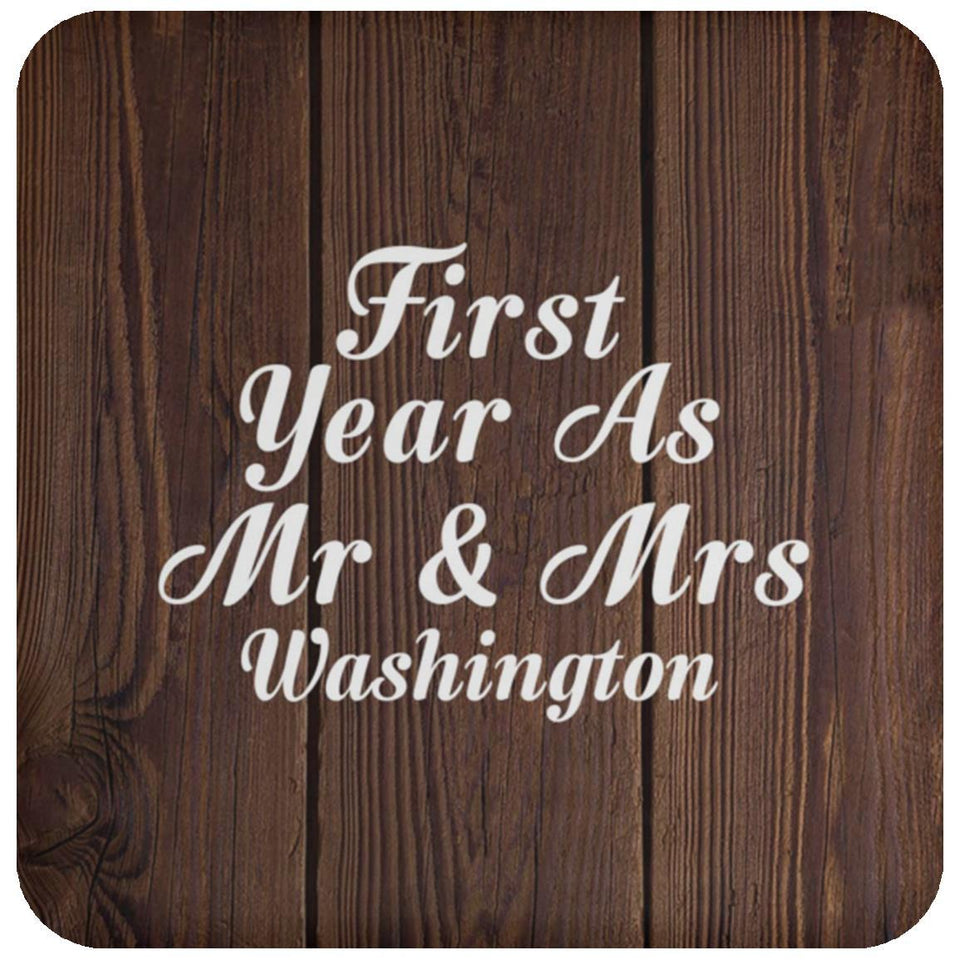 First Year As Mr & Mrs Washington - Drink Coaster D