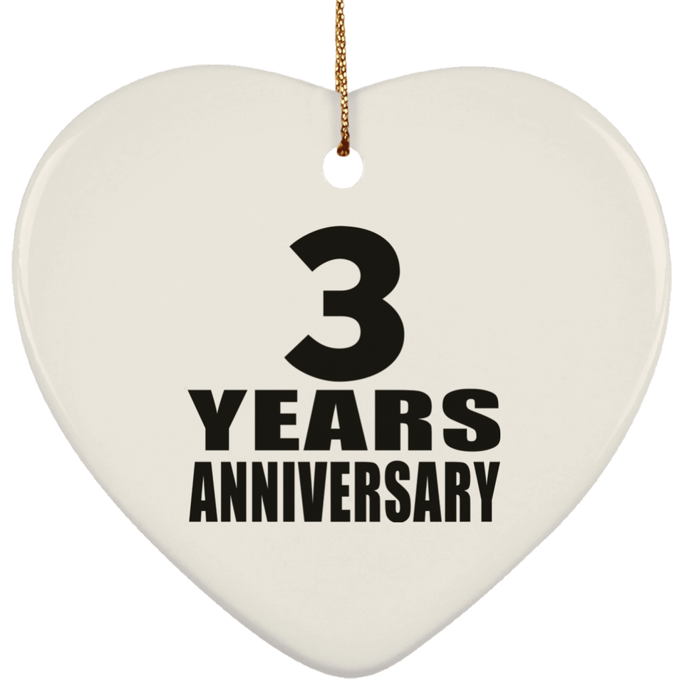 3rd Anniversary 3 Years - Heart Ornament