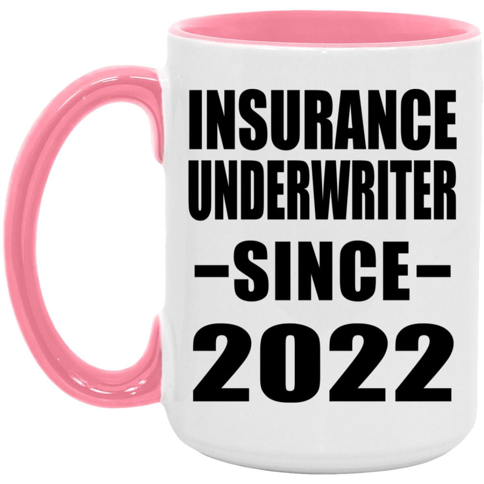Insurance Underwriter Since 2022 - 15oz Accent Mug Pink