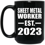 Sheet Metal Worker Established EST. 2023 - 15oz Coffee Mug Black